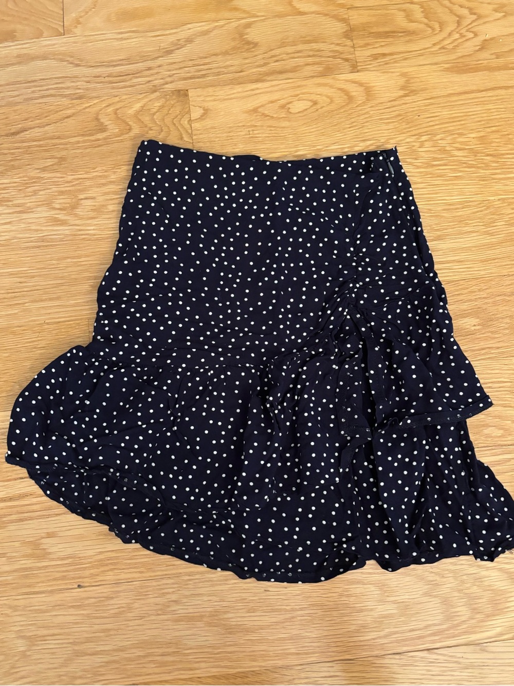 Navy Polka Dot Ruffle Skirt